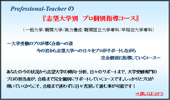 Professional-Teacher　志望大学別プロ指導コース